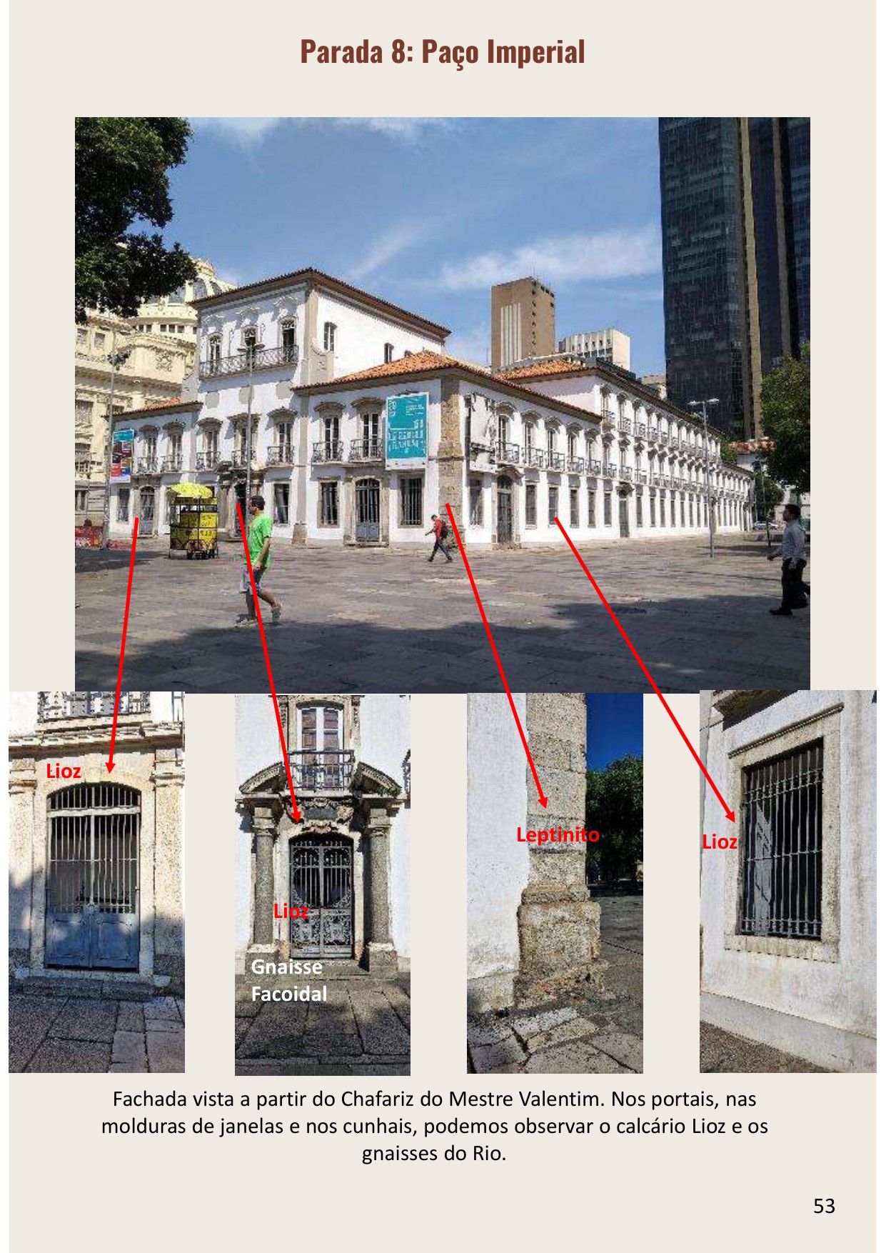 Página de amostra do e-book com uma fachada anotada da base ao ornamento