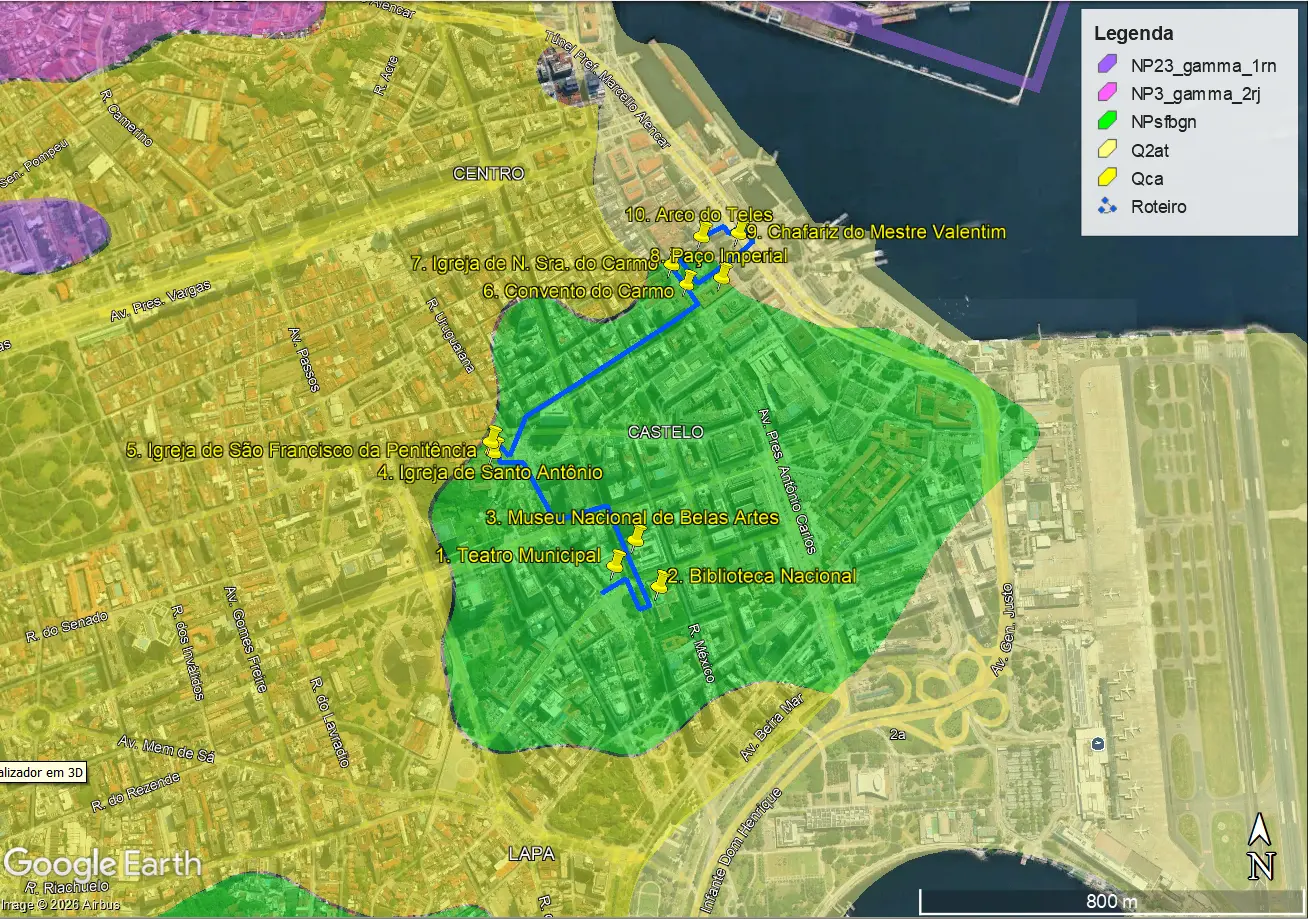 Mapa geológico simplificado do Centro do Rio